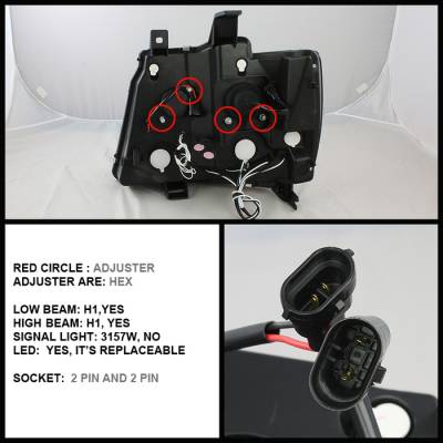 Spyder - Chevrolet Tahoe Spyder Projector Headlights - CCFL Halo - LED - Black - 444-CSUB07-CCFL-BK - Image 2
