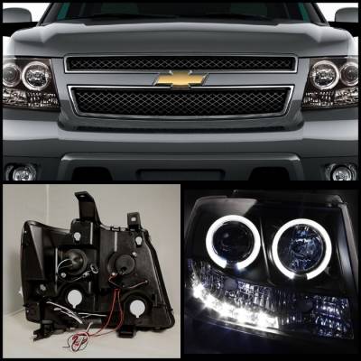 Spyder - Chevrolet Avalanche Spyder Projector Headlights - LED Halo - LED - Black - 444-CSUB07-HL-BK - Image 2