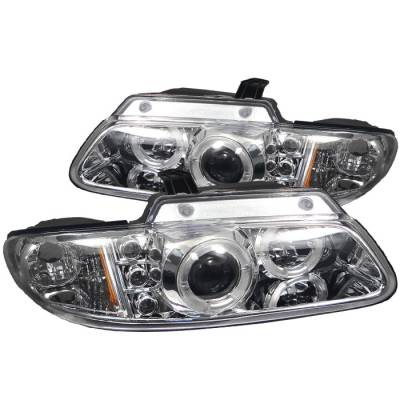 Dodge Caravan Spyder Projector Headlights - LED Halo - Replaceable LEDs - Chrome - 444-DC96-C