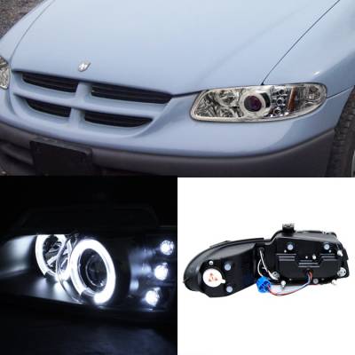 Spyder - Chrysler Town Country Spyder Projector Headlights - LED Halo - Replaceable LEDs - Chrome - 444-DC96-C - Image 2