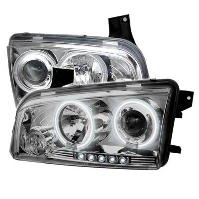 Dodge Charger Spyder Projector Headlights - CCFL Halo - LED - Chrome - 444-DCH05-CCFL-C
