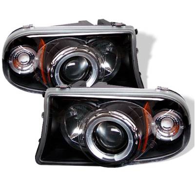 Dodge Dakota Spyder Projector Headlights - LED Halo - LED - Black - 1PC - 444-DDAK97-BK