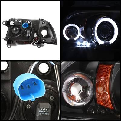 Spyder - Dodge Dakota Spyder Projector Headlights - LED Halo - LED - Black - 1PC - 444-DDAK97-BK - Image 2