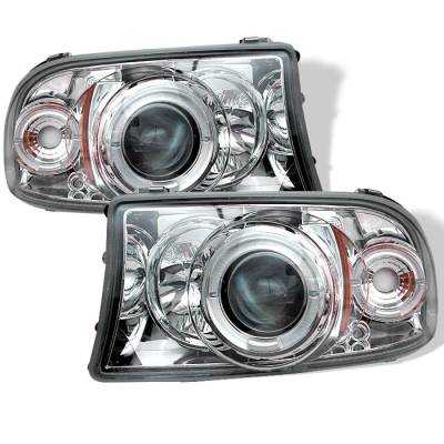 Dodge Dakota Spyder Projector Headlights - LED Halo - LED - Chrome - 1PC - 444-DDAK97-C