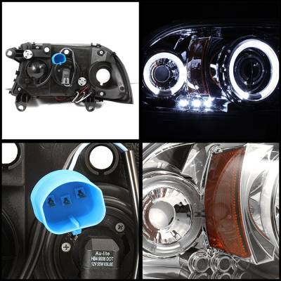 Spyder - Dodge Dakota Spyder Projector Headlights - LED Halo - LED - Chrome - 1PC - 444-DDAK97-C - Image 2