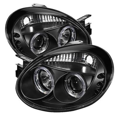 Dodge Neon Spyder Projector Headlights - LED Halo - LED - Black - 444-DN03-HL-BK