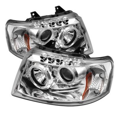 Ford Expedition Spyder Projector Headlights - LED Halo - LED - Chrome - 444-FE03-HL-C