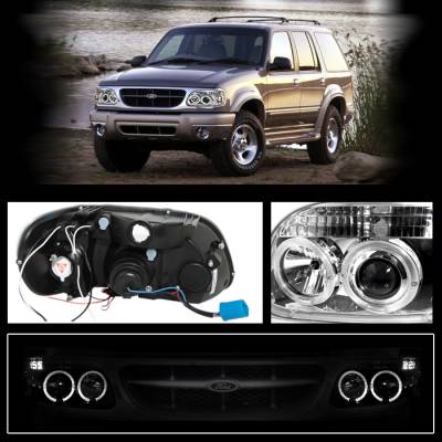 Spyder - Ford Explorer Spyder Projector Headlights - LED Halo - Chrome - 1PC - 444-FEXP95-HL-1PC-C - Image 2