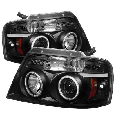 Spyder - Ford F150 Spyder Projector Headlights - Version 2 - Halo - LED - Black - 444-FF15004--G2-BK - Image 1