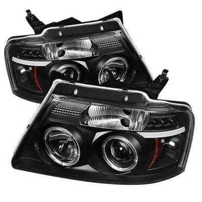 Spyder - Ford F150 Spyder Projector Headlights - Version 2 - LED Halo - LED - Black - 444-FF15004-HL-G2-BK - Image 1