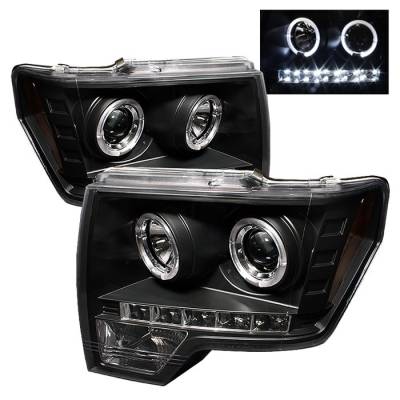 Spyder - Ford F150 Spyder Projector Headlights LED Halo - LED - Black - 444-FF15009-HL-BK - Image 1