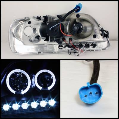 Spyder - Ford F150 Spyder Projector Headlights - LED Halo - Amber Reflector - LED - Black - 1PC - 444-FF15097-1P-AM-BK - Image 2