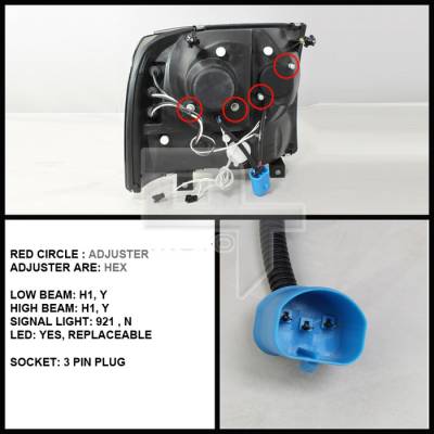 Spyder - Ford Excursion Spyder Projector Headlights - Version 2 - CCFL Halo - LED - Black - 444-FF25099-1P-G2-CCFL-BK - Image 2