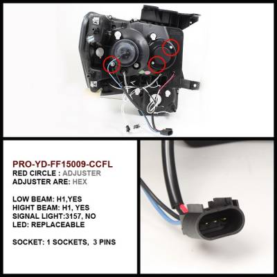 Spyder Auto - Ford F150 Spyder CCFL LED Projector Headlights - Black - 444-FF25099-1P-G2-CCFL-BK - Image 2