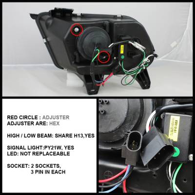 Spyder - Ford Mustang Spyder Projector Headlights CCFL Halo - DRL - Black - 444-FM2010-CCFL-DRL-BK - Image 2