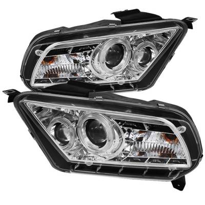 Spyder - Ford Mustang Spyder Projector Headlights LED Halo - DRL - Chrome - 444-FM2010-DRL-C - Image 1