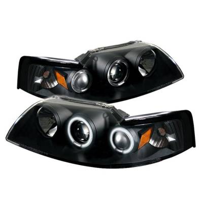 Spyder - Ford Mustang Spyder Projector Headlights - CCFL Halo - Black - 444-FM99-1PC-CCFL-BK - Image 1
