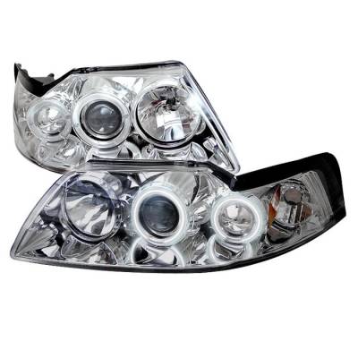Spyder - Ford Mustang Spyder Projector Headlights - CCFL Halo - Chrome - 444-FM99-1PC-CCFL-C - Image 1