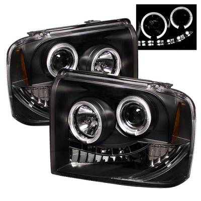 Ford F250 Superduty Spyder Projector Headlights - LED Halo - LED - Black - 444-FS05-HL-BK