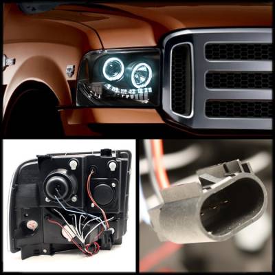 Spyder - Ford F250 Superduty Spyder Projector Headlights - LED Halo - LED - Black - 444-FS05-HL-BK - Image 2