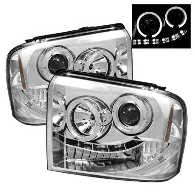 Ford F250 Superduty Spyder Projector Headlights - LED Halo - LED - Chrome - 444-FS05-HL-C