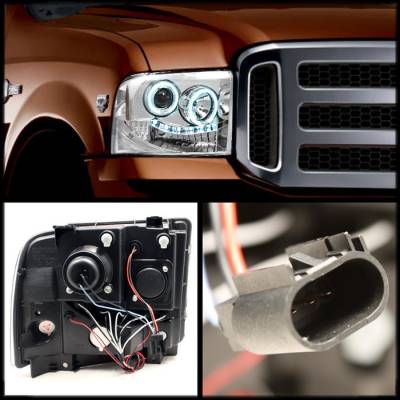 Spyder - Ford F450 Spyder Projector Headlights - LED Halo - LED - Chrome - 444-FS05-HL-C - Image 2