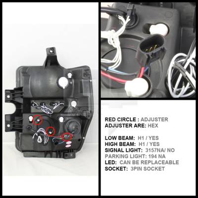 Spyder - Ford F450 Spyder Projector Headlights - CCFL Halo - LED - Black - 444-FS08-CCFL-BK - Image 2