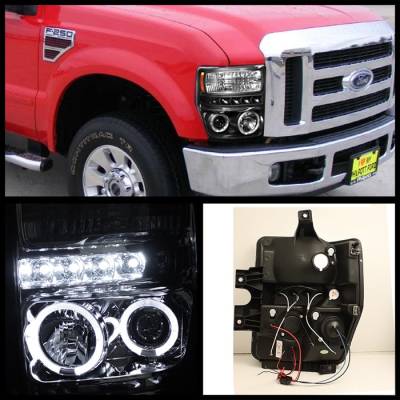 Spyder - Ford F250 Superduty Spyder Projector Headlights - LED Halo - LED - Black - 444-FS08-HL-BK - Image 2