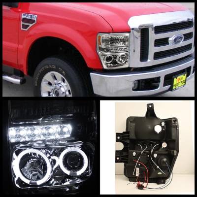 Spyder - Ford F250 Superduty Spyder Projector Headlights - LED Halo - LED - Chrome - 444-FS08-HL-C - Image 2