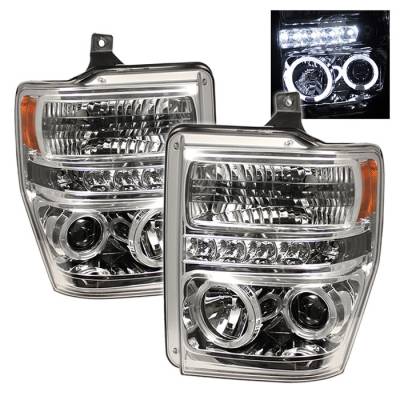 Spyder - Ford F450 Spyder Projector Headlights - LED Halo - LED - Chrome - 444-FS08-HL-C - Image 1