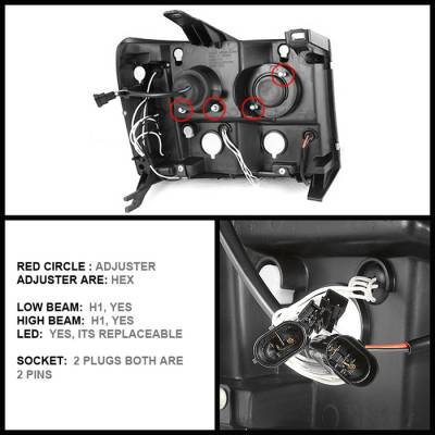 Spyder - GMC Sierra Spyder Projector Headlights - CCFL Halo - LED - Black - 444-GS07-CCFL-BK - Image 2