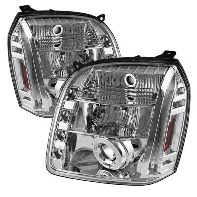 GMC Yukon Spyder Projector Headlights - CCFL Halo - LED - Chrome - 444-GY07-CCFL-C