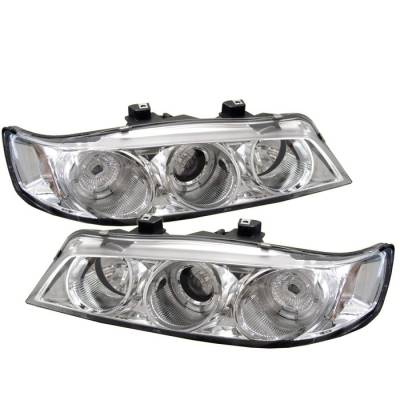 Honda Accord Spyder Projector Headlights - LED Halo - Amber Reflector - Chrome - 1PC - 444-HA94-AM-C