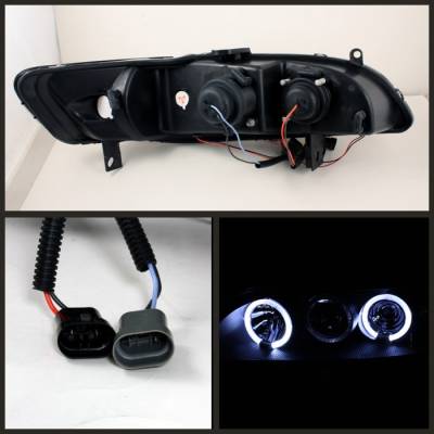 Spyder - Honda Accord Spyder Projector Headlights - LED Halo - Amber Reflector - Black - 1PC - 444-HA98-AM-BK - Image 2