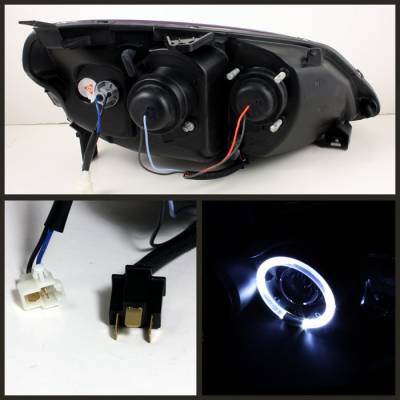 Spyder - Honda Civic 2DR & 4DR Spyder Projector Headlights - LED Halo - Amber Reflector - Black - 444-HC01-AM-BK - Image 2