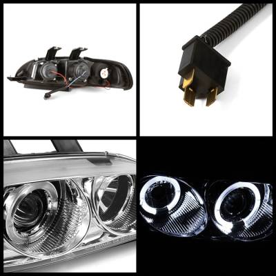 Spyder - Honda Civic 2DR & 3DR Spyder Projector Headlights - LED Halo - Amber Reflector - Chrome - 1PC - 444-HC921P-23D-AM-C - Image 2