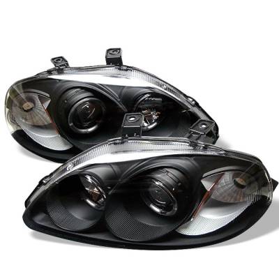 Honda Civic Spyder Projector Headlights - LED Halo - Amber Reflector - Black - 444-HC96-AM-BK