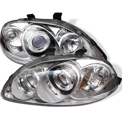 Spyder - Honda Civic Spyder Projector Headlights - LED Halo - Amber Reflector - Chrome - 444-HC96-AM-C - Image 1