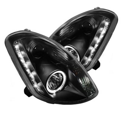 Infiniti G35 4DR Spyder Projector Headlights LED Halo - DRL - Black - 444-IG35034D-DRL-BK
