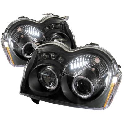 Jeep Grand Cherokee Spyder Projector Headlights - LED Halo - LED - Black - 444-JGC05-HL-BK