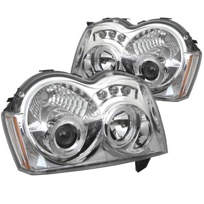 Jeep Grand Cherokee Spyder Projector Headlights - LED Halo - LED - Chrome - 444-JGC05-HL-C