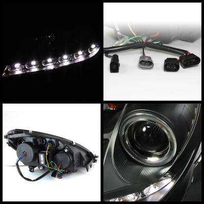 Spyder - Mercedes-Benz SLK Spyder Projector Headlights DRL - Black - 444-MBSLK05-DRL-BK - Image 2