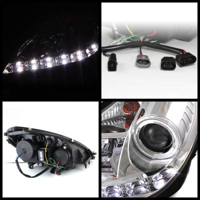 Spyder - Mercedes-Benz SLK Spyder Projector Headlights DRL - Chrome - 444-MBSLK05-DRL-C - Image 2