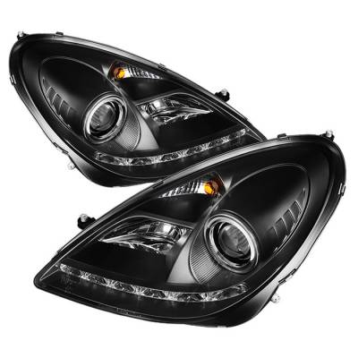 Mercedes-Benz SLK Spyder Projector Headlights - Xenon HID Model Only - DRL - Black - 444-MBSLK05-HID-DRL-BK