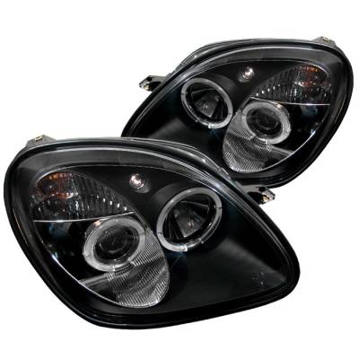 Mercedes-Benz SLK Spyder Projector Headlights - LED Halo - Black - 1PC - 444-MBSLK98-1PC-HL-BK
