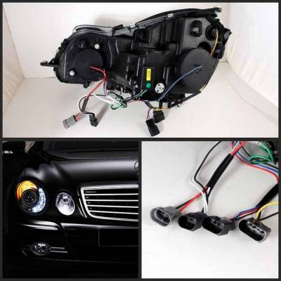 Spyder - Mercedes-Benz E Class Spyder Projector Headlights DRL - Black - 444-MBW21103-DRL-BK - Image 2