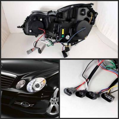 Spyder - Mercedes-Benz E Class Spyder Projector Headlights DRL - Chrome - 444-MBW21103-DRL-C - Image 2