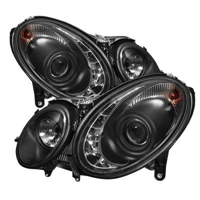 Spyder - Mercedes-Benz E Class Spyder Projector Headlights - Xenon HID Model Only - DRL - Black - 444-MBW21103-HID-DRL-BK - Image 1