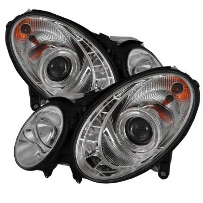 Spyder - Mercedes-Benz E Class Spyder Projector Headlights - Xenon HID Model Only - DRL - Chrome - 444-MBW21103-HID-DRL-C - Image 1