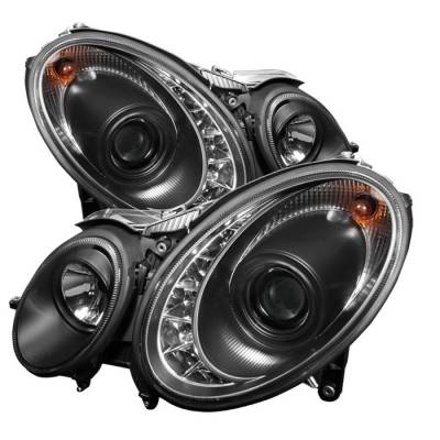 Spyder - Mercedes-Benz E Class Spyder Projector Headlights DRL - Black - 444-MBW21107-DRL-BK - Image 1